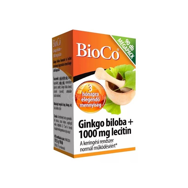 BioCo ginkgo biloba+1000mg Lecitin kapszula MEGAPACK-90db.