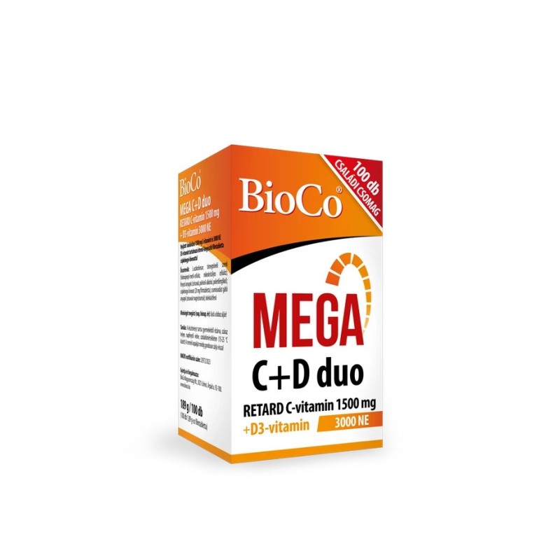 BioCo MEGA C+D duo RETARD vitamina C 1500 mg + vitamina D3 3000 UI -100buc.