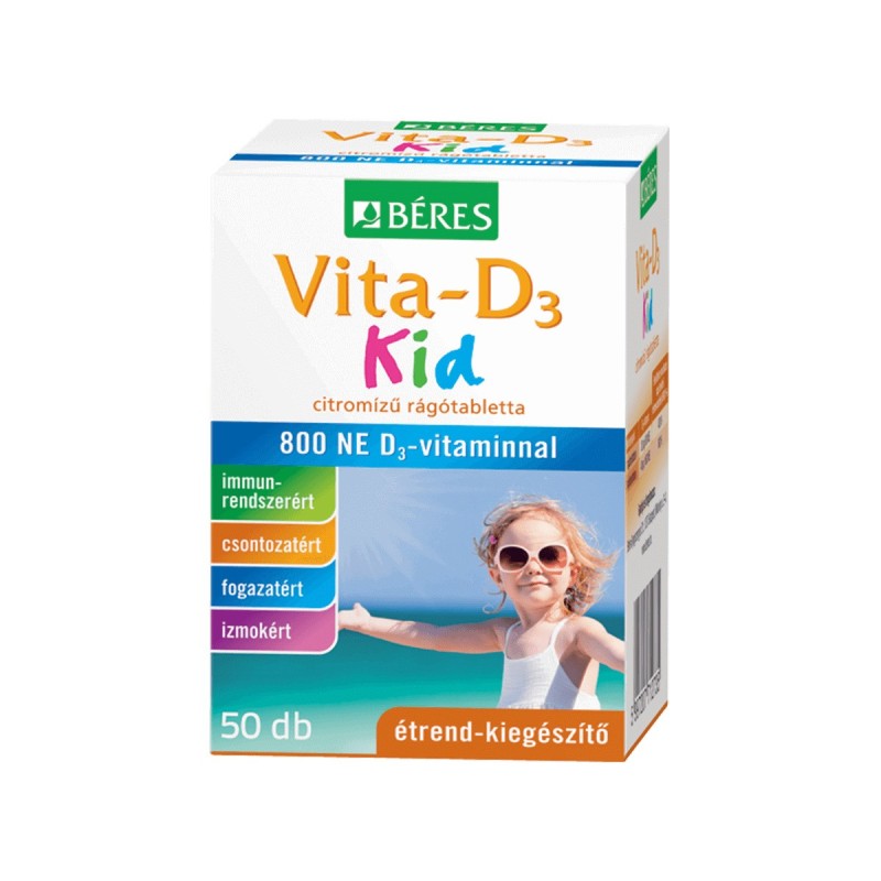 BÉRES, Vita-D3 Kid, 800 NE, 50 db citromos rágótabletta