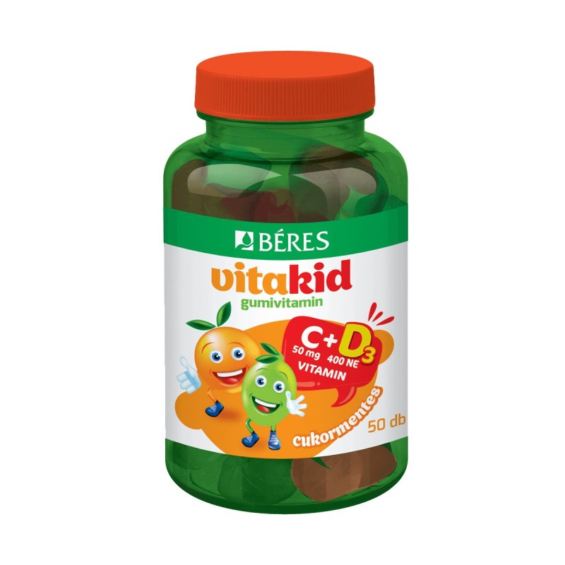 BERES VitaKid C+D Vitamine Gumate Fără Zahăr-50buc.