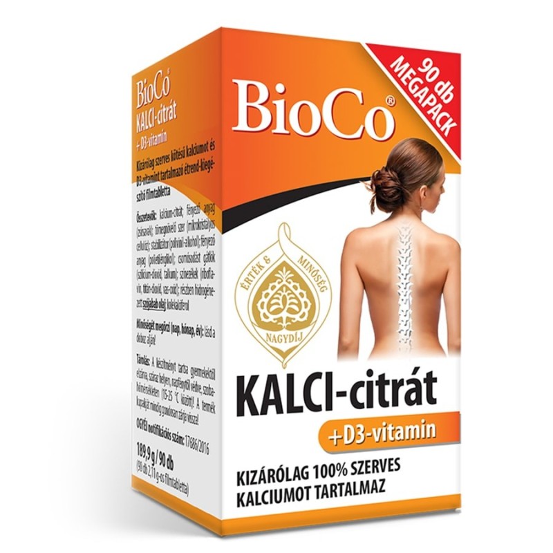 BioCo Calciu Organic + Vitamina D3, 350 mg cu 100 UI x 90 buc
