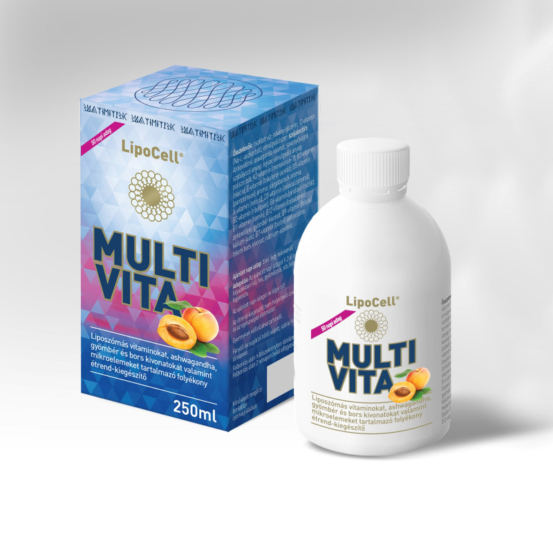 LIPOCELL MULTIVITA liposzómás multivitamin, Sárgabarack ízesítéssel, Hymato, 250 ml