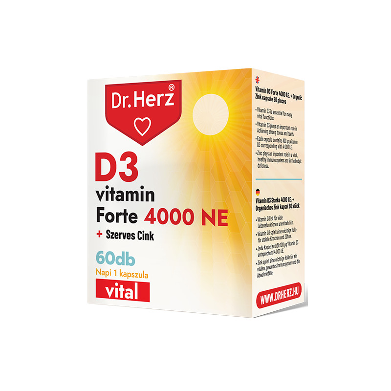 Dr. Herz D3-vitamin 4000 NE+Szerves Cink kapszula -60db
