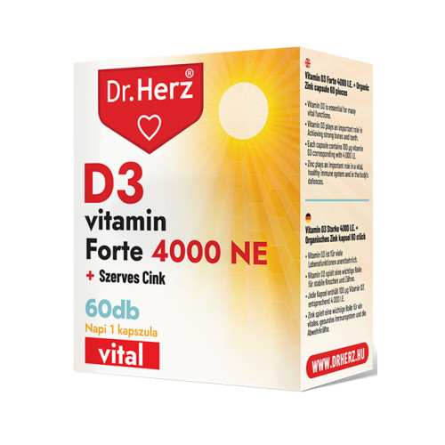 Dr. Herz D3-vitamin 4000 NE+Szerves Cink kapszula -60db