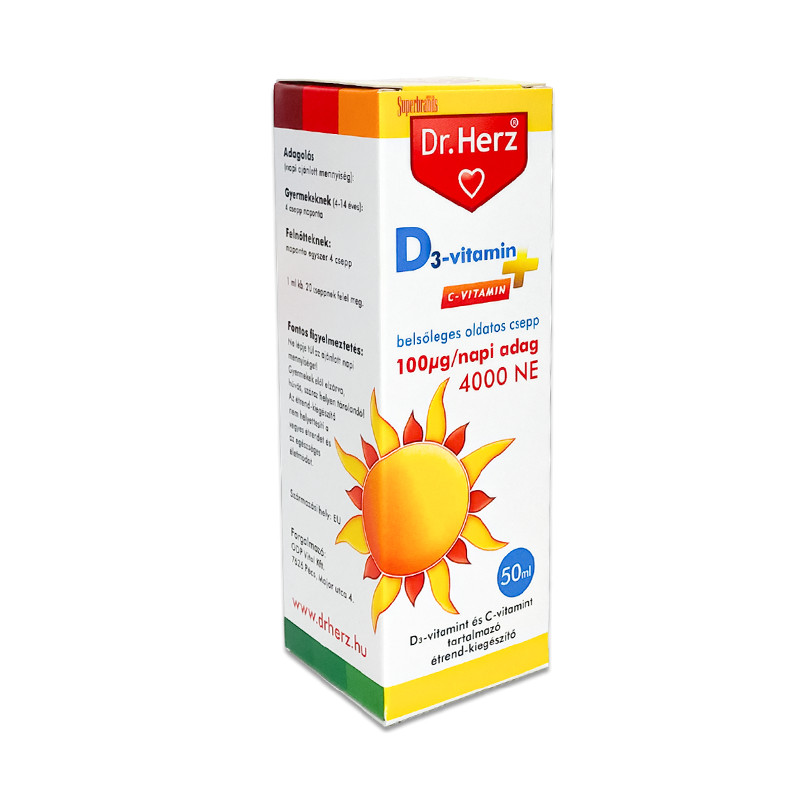 Dr. Herz D3 4000NE-vitamin csepp C-vitaminnal -50ml