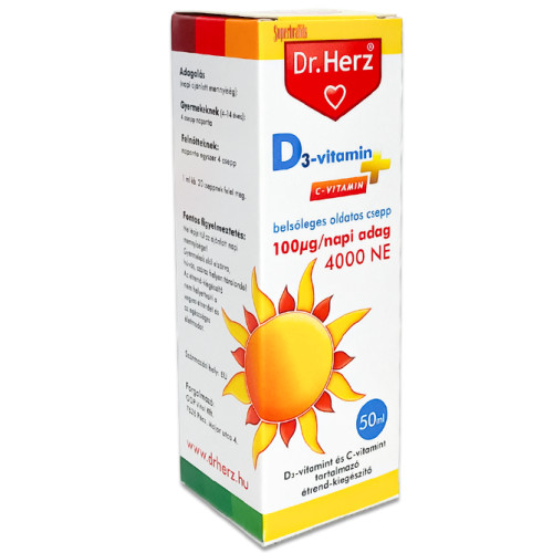 Dr. Herz D3 4000NE-vitamin csepp C-vitaminnal -50ml
