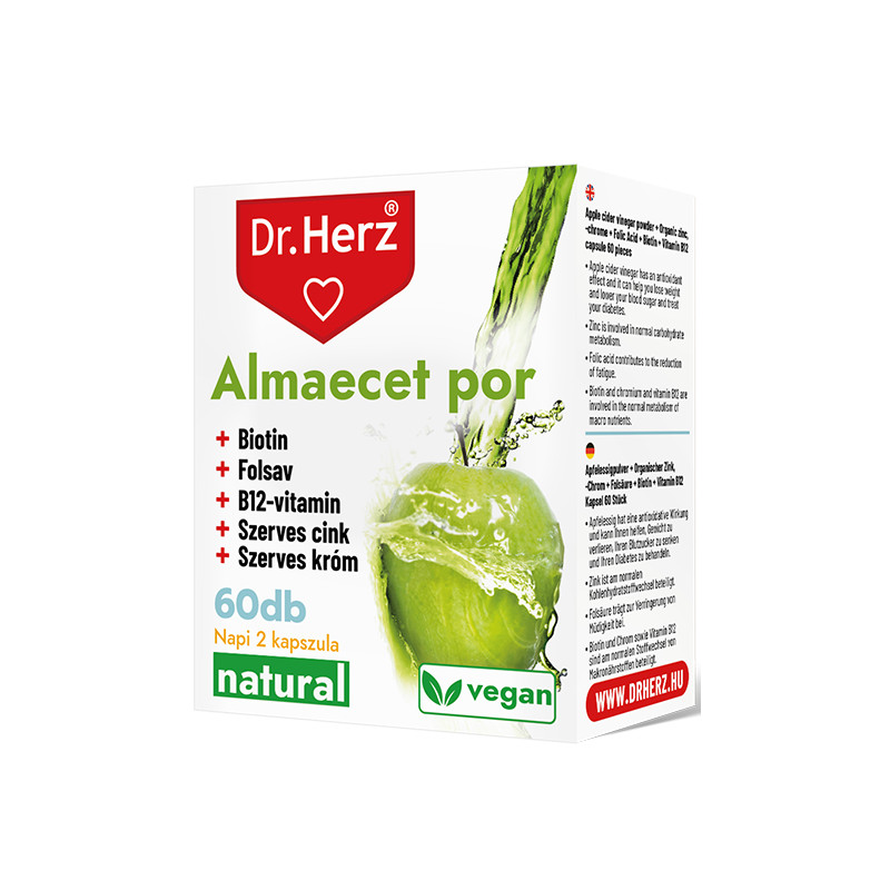 Dr. Herz Pudră de Oțet de Mere + Biotină + Acid folic –60capsul