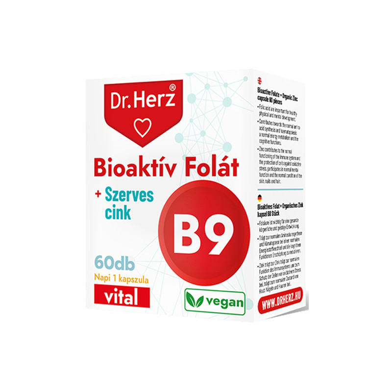 Dr. Herz Folat Bioactiv + Zinc Organic –60capsule