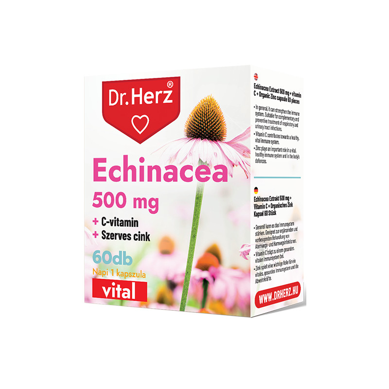 Dr. Herz Echinacea 500 mg+C-vitamin+Szerves Cink -60kapszula