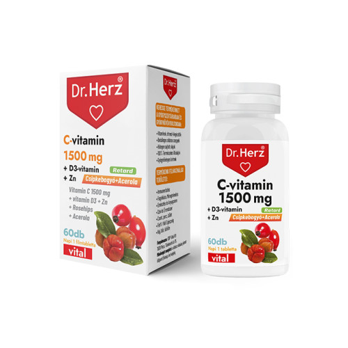 Dr. Herz C-vitamin 1500mg+D3+Zn csipkebogyóval és acerola kivonattal-60kapszula