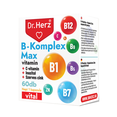 Dr. Herz B-Complex MAX + Inozitol + Vitamina C + Zinc organic –60capsule