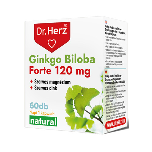 DR Herz Ginkgo Biloba Forte 120 mg + Szerves Mg+Zn -60kapszula