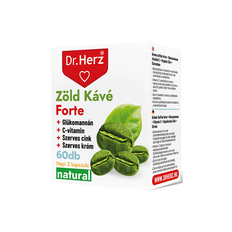 DR Herz Zöld Kávé Forte + C-vitamin+Glükomannán -60kapszula