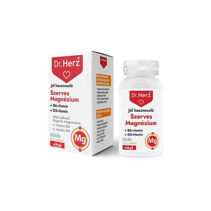 Dr. Herz Magneziu Organic + B6 + D3 –60capsule
