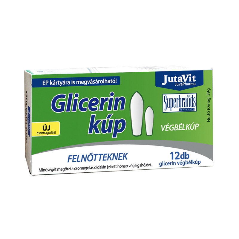 JutaVit JuvaPharma Glicerin végbélkúp 2500mg Felnőtteknek 12 kúp