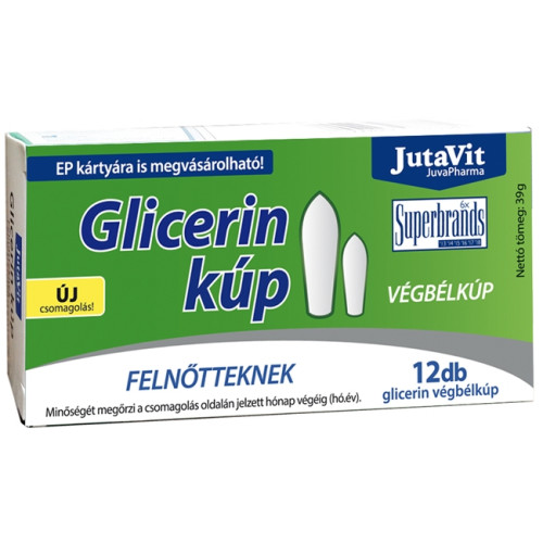 JutaVit JuvaPharma Glicerin végbélkúp 2500mg Felnőtteknek 12 kúp