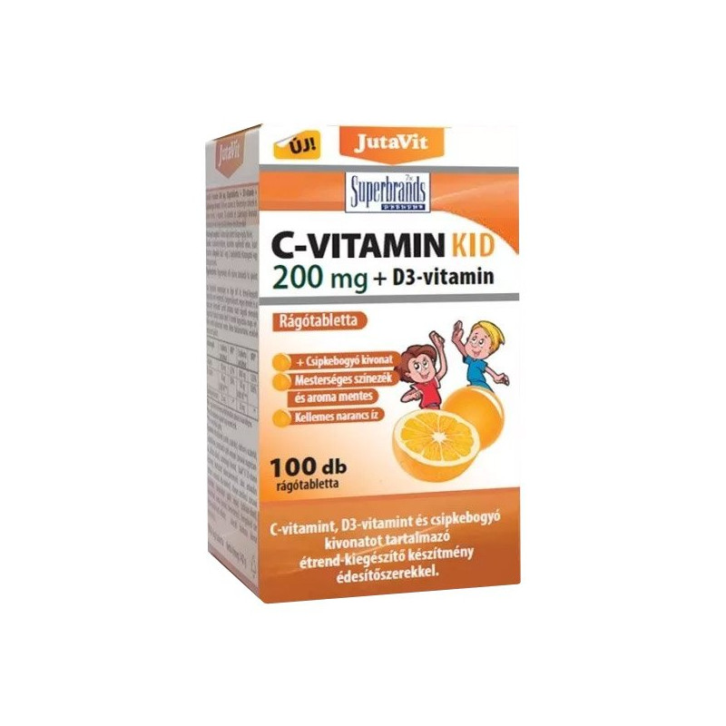 JUTAVIT VITAMINA C 200 mg cu Gust de Portocale 100 tablete masticabile