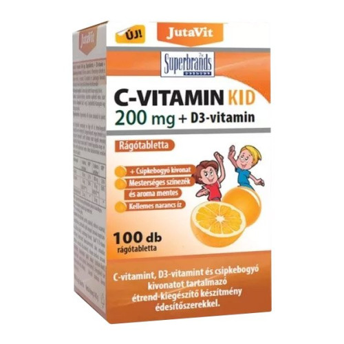 JUTAVIT VITAMINA C 200 mg cu Gust de Portocale 100 tablete masticabile
