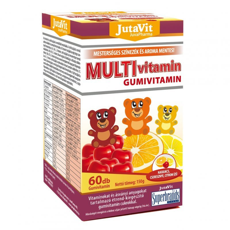 JutaVit Multi gumivitamin. Cukormentes. Eper ízű 50 gumivitamin