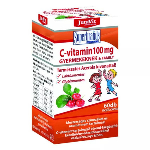 JutaVit VITAMINA C 100 MG NATURALA CU ACEROLA PENTRU COPII 60 TABLETE MASTICABILE