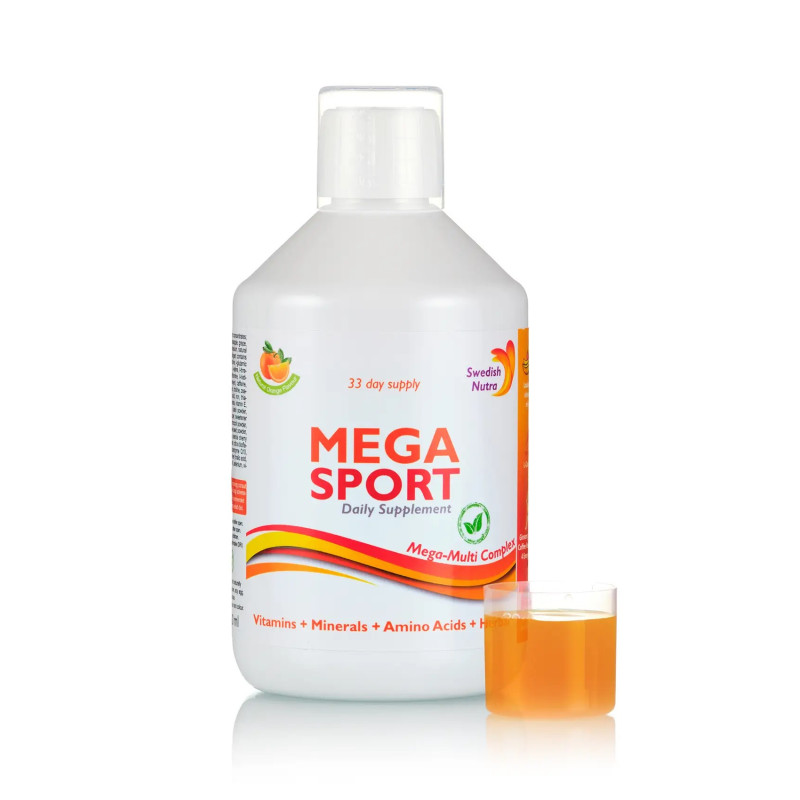 Swedish Nutra Mega Sport 500ml - folyékony multivitamin szuperzöldekkel és aminokkal
