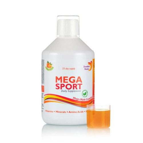 Swedish Nutra Mega Sport 500ml - folyékony multivitamin szuperzöldekkel és aminokkal