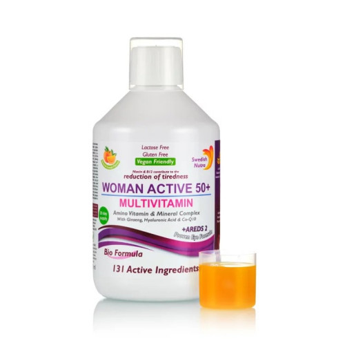 Multivitamine Lichide WOMAN ACTIVE 50+ pentru Femeile peste 50 Ani cu 131 Ingrediente – 500ml