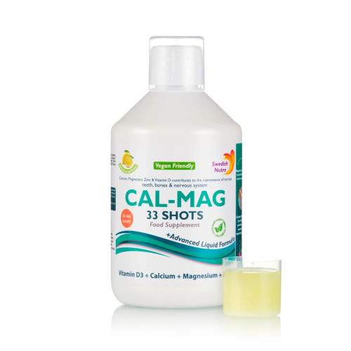 CAL-MAG – Calciu + Magneziu + Zinc + Vitamina D3 + Vitamina C – Produs Vegan – Sticlă cu 500 ml