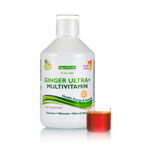 Ginger ULTRA+ Multivitamine, Minerale, Verdețuri, Fructe – sticlă cu 500 ml