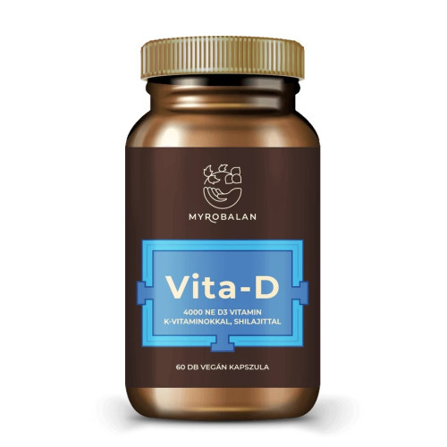Myrobalan VITA-D – Vitamina D3 4000 UI cu vitaminele K1 + K2 și shilajit – 60 capsule vegane