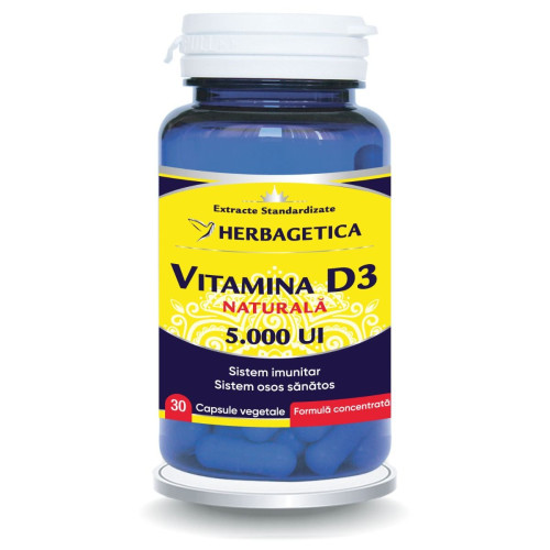 Herbagetica Vitamina D3 Naturală 5000 UI – 60 capsule