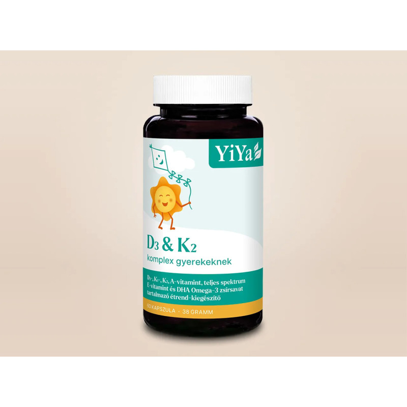YiYa D3 & K2 + Omega-3 komplex gyerekeknek, 60 kapszula