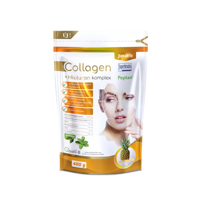 JUTAVIT Collagen + Hialuron Komplex 400 g italpor – Ananász ízben