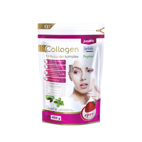 JUTAVIT Collagen + Hialuron Komplex 400 g italpor – Eper ízben