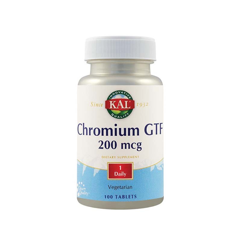 SECOM, Kal, Chromium GTF 200 mcg, Vegetarian, 100 tablete