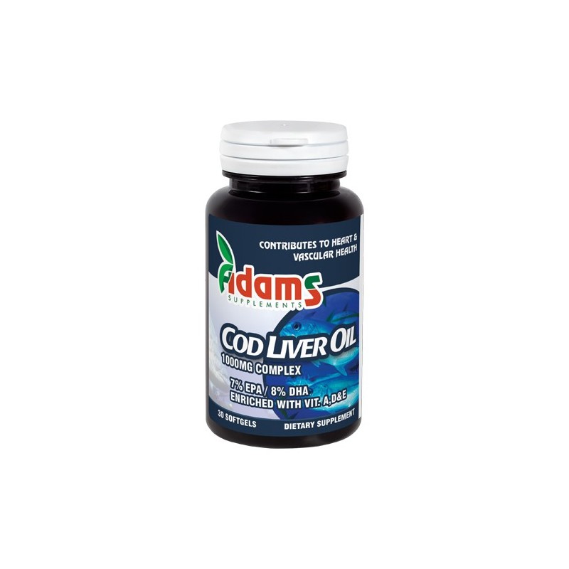 ADAMS, Ulei din Ficat de Cod 1000 mg, 30 capsule moi