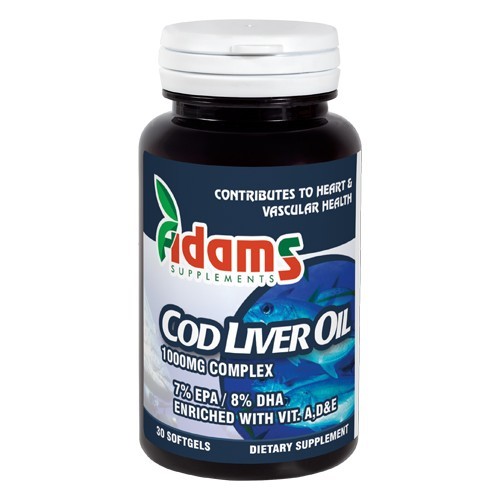 ADAMS, Csukamájolaj 1000 mg, 30 lágy kapszula