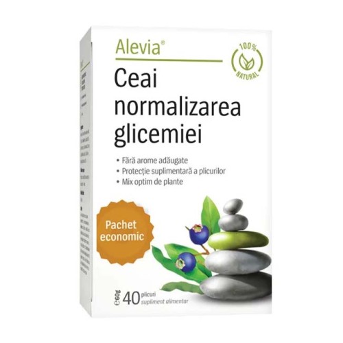 ALEVIA, Ceai Normalizarea Glicemiei, 40 plicuri x 1,5 g (60 g)
